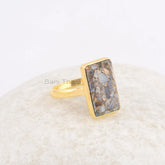 Ethiopian Opal Copper Gemstone Ring, 9x15mm Rectangle Sterling Silver Ring, Mother's Gift Ring, Gemstone Silver Jewelry, Jewelry for Women